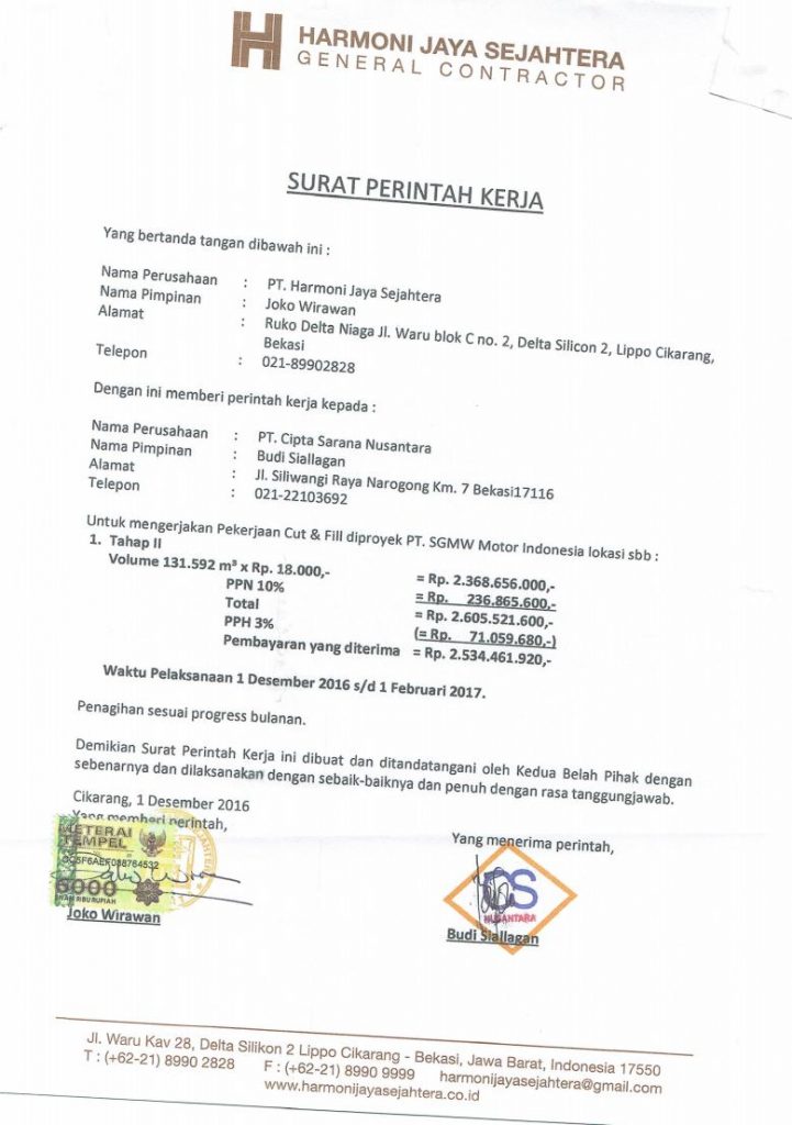 Surat Keterangan Kerja