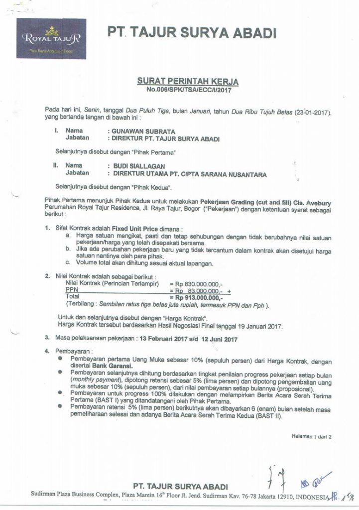 Surat Keterangan Kerja